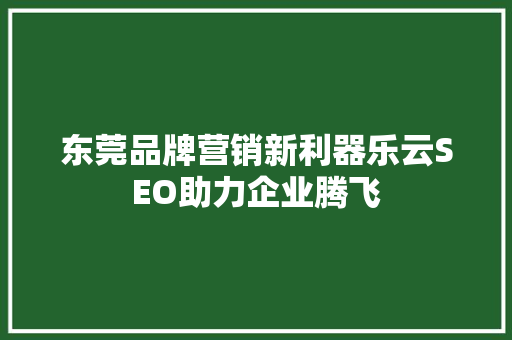 东莞品牌营销新利器乐云SEO助力企业腾飞