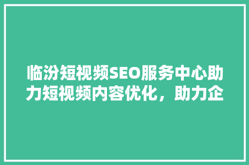 临汾短视频SEO服务中心助力短视频内容优化，助力企业品牌腾飞
