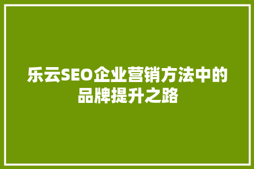 乐云SEO企业营销方法中的品牌提升之路