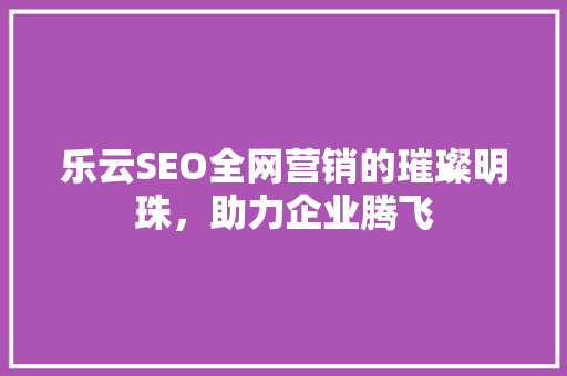 乐云SEO全网营销的璀璨明珠，助力企业腾飞