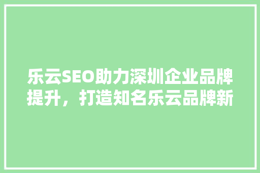 乐云SEO助力深圳企业品牌提升，打造知名乐云品牌新篇章