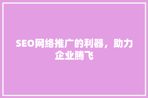 SEO网络推广的利器，助力企业腾飞
