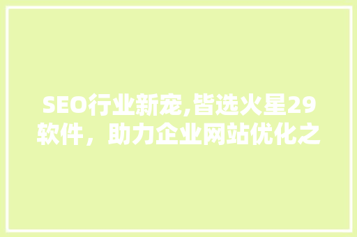 SEO行业新宠,皆选火星29软件，助力企业网站优化之路