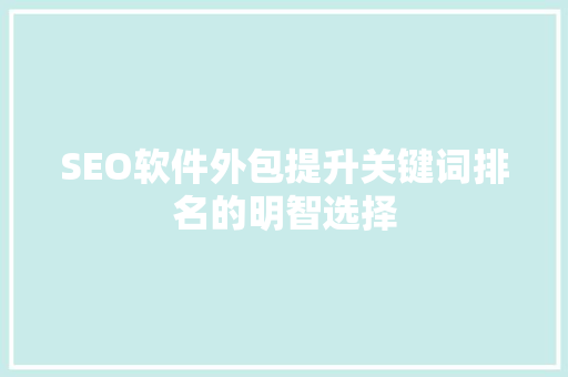 SEO软件外包提升关键词排名的明智选择