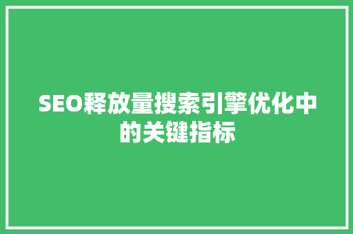 SEO释放量搜索引擎优化中的关键指标