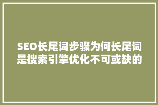SEO长尾词步骤为何长尾词是搜索引擎优化不可或缺的一部分