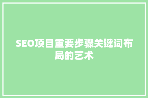 SEO项目重要步骤关键词布局的艺术
