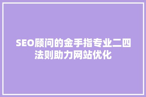 SEO顾问的金手指专业二四法则助力网站优化