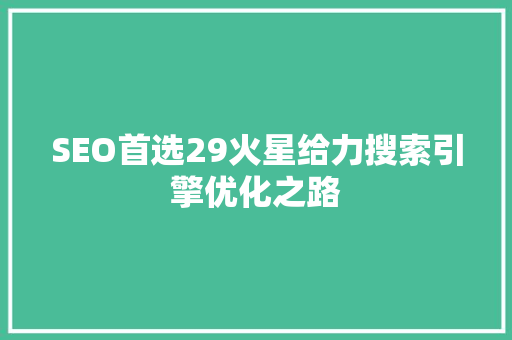 SEO首选29火星给力搜索引擎优化之路