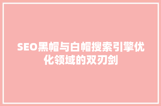 SEO黑帽与白帽搜索引擎优化领域的双刃剑