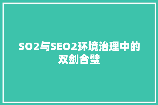SO2与SEO2环境治理中的双剑合璧