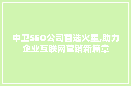 中卫SEO公司首选火星,助力企业互联网营销新篇章