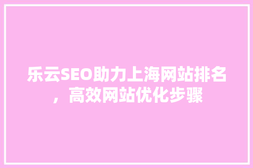乐云SEO助力上海网站排名，高效网站优化步骤