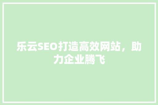 乐云SEO打造高效网站，助力企业腾飞