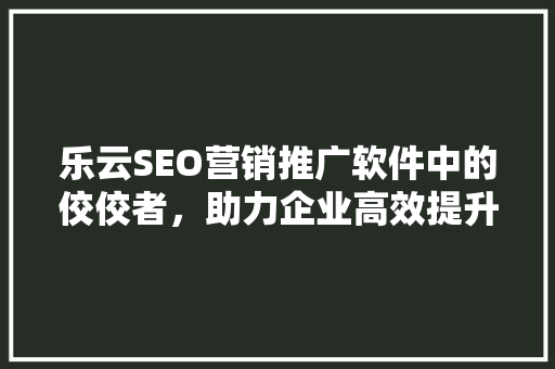 乐云SEO营销推广软件中的佼佼者，助力企业高效提升网站排名