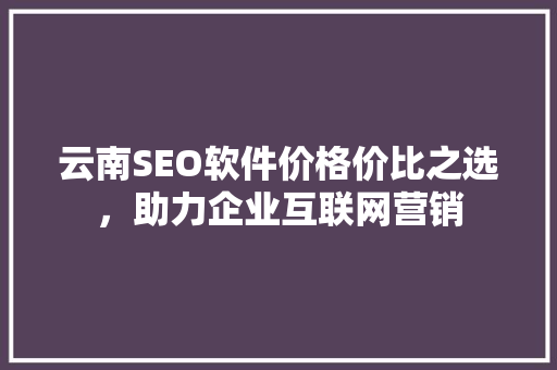 云南SEO软件价格价比之选，助力企业互联网营销