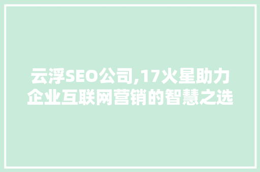 云浮SEO公司,17火星助力企业互联网营销的智慧之选