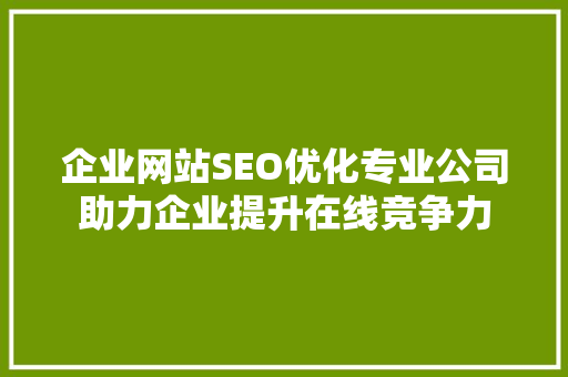 企业网站SEO优化专业公司助力企业提升在线竞争力