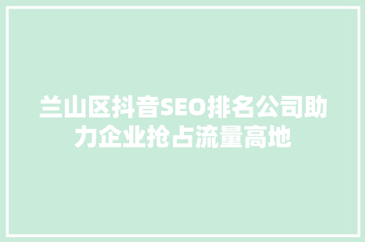 兰山区抖音SEO排名公司助力企业抢占流量高地