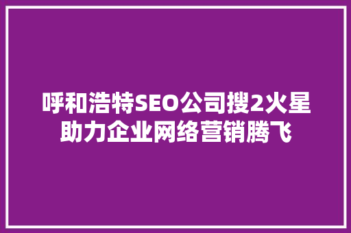 呼和浩特SEO公司搜2火星助力企业网络营销腾飞