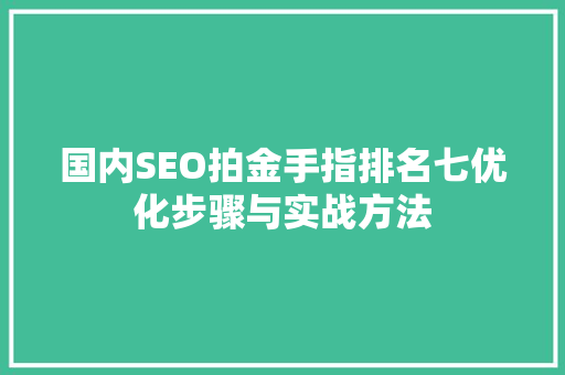 国内SEO拍金手指排名七优化步骤与实战方法