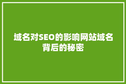 域名对SEO的影响网站域名背后的秘密