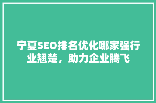 宁夏SEO排名优化哪家强行业翘楚，助力企业腾飞