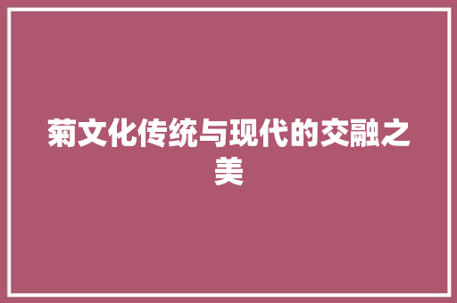 菊文化传统与现代的交融之美