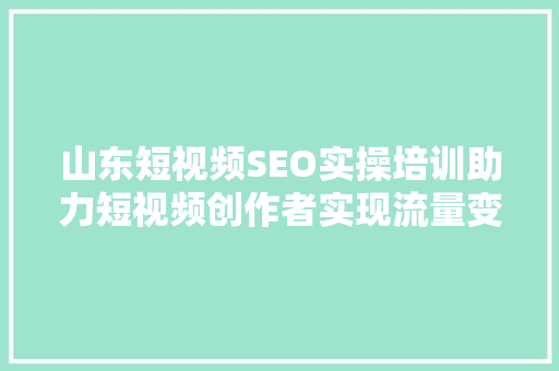 山东短视频SEO实操培训助力短视频创作者实现流量变现