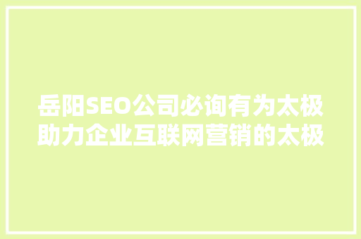 岳阳SEO公司必询有为太极助力企业互联网营销的太极之路