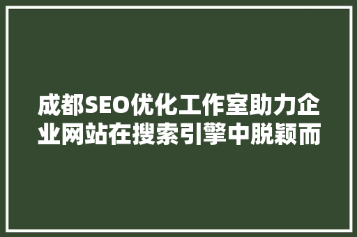 成都SEO优化工作室助力企业网站在搜索引擎中脱颖而出
