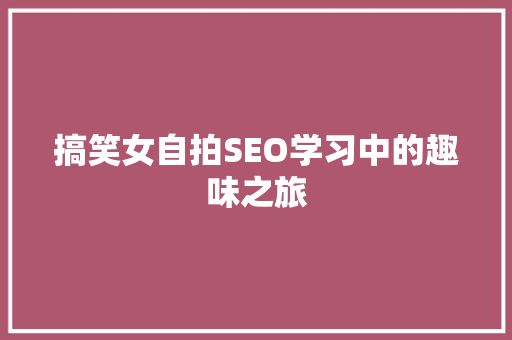 搞笑女自拍SEO学习中的趣味之旅