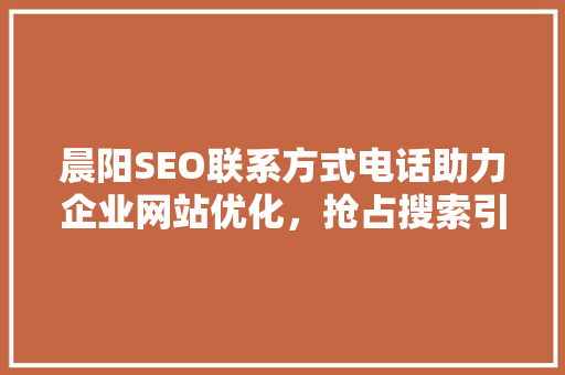 晨阳SEO联系方式电话助力企业网站优化，抢占搜索引擎排名