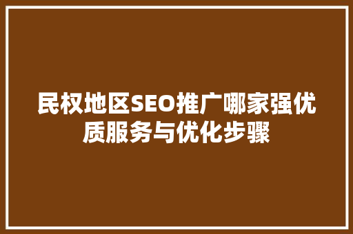 民权地区SEO推广哪家强优质服务与优化步骤