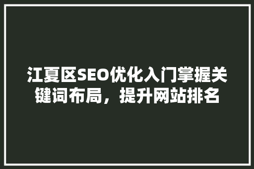 江夏区SEO优化入门掌握关键词布局，提升网站排名