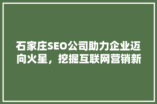 石家庄SEO公司助力企业迈向火星，挖掘互联网营销新蓝海