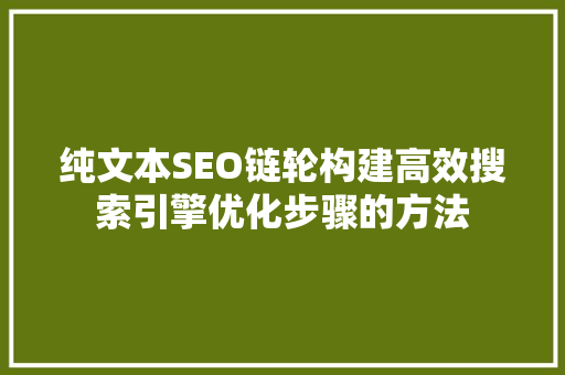纯文本SEO链轮构建高效搜索引擎优化步骤的方法