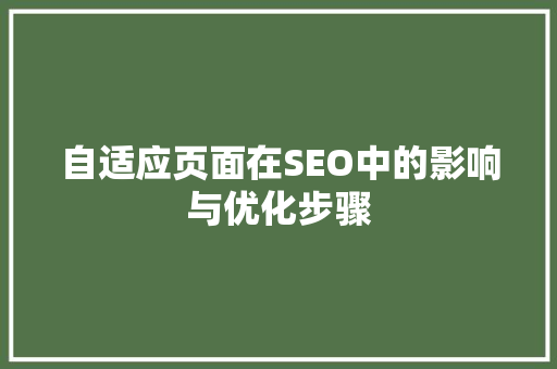 自适应页面在SEO中的影响与优化步骤