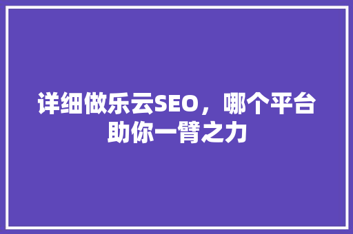 详细做乐云SEO，哪个平台助你一臂之力