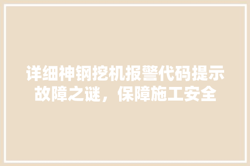 详细神钢挖机报警代码提示故障之谜，保障施工安全