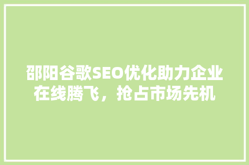 邵阳谷歌SEO优化助力企业在线腾飞，抢占市场先机