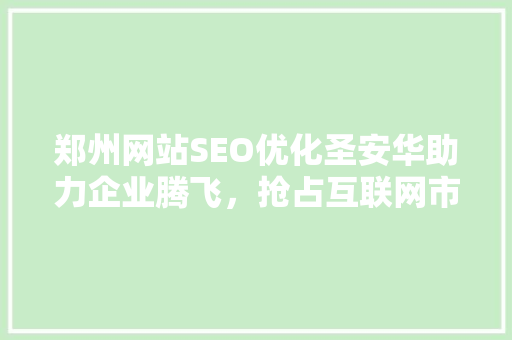 郑州网站SEO优化圣安华助力企业腾飞，抢占互联网市场先机