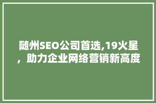 随州SEO公司首选,19火星，助力企业网络营销新高度