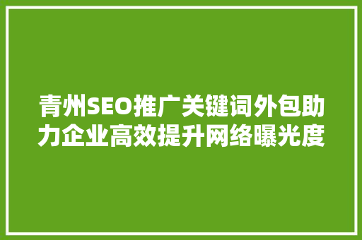 青州SEO推广关键词外包助力企业高效提升网络曝光度