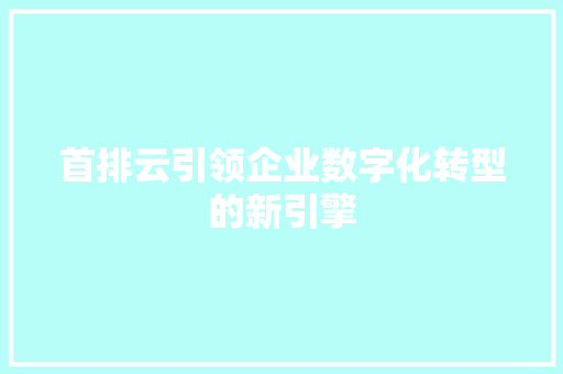 首排云引领企业数字化转型的新引擎