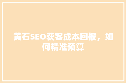 黄石SEO获客成本回报，如何精准预算