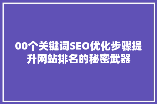 00个关键词SEO优化步骤提升网站排名的秘密武器  第1张