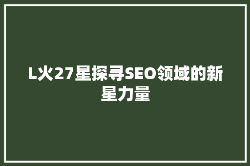 L火27星探寻SEO领域的新星力量