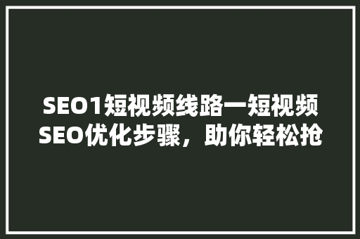 SEO1短视频线路一短视频SEO优化步骤，助你轻松抢占流量高地
