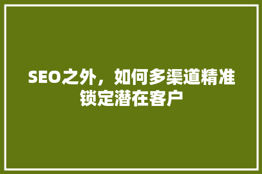 SEO之外，如何多渠道精准锁定潜在客户